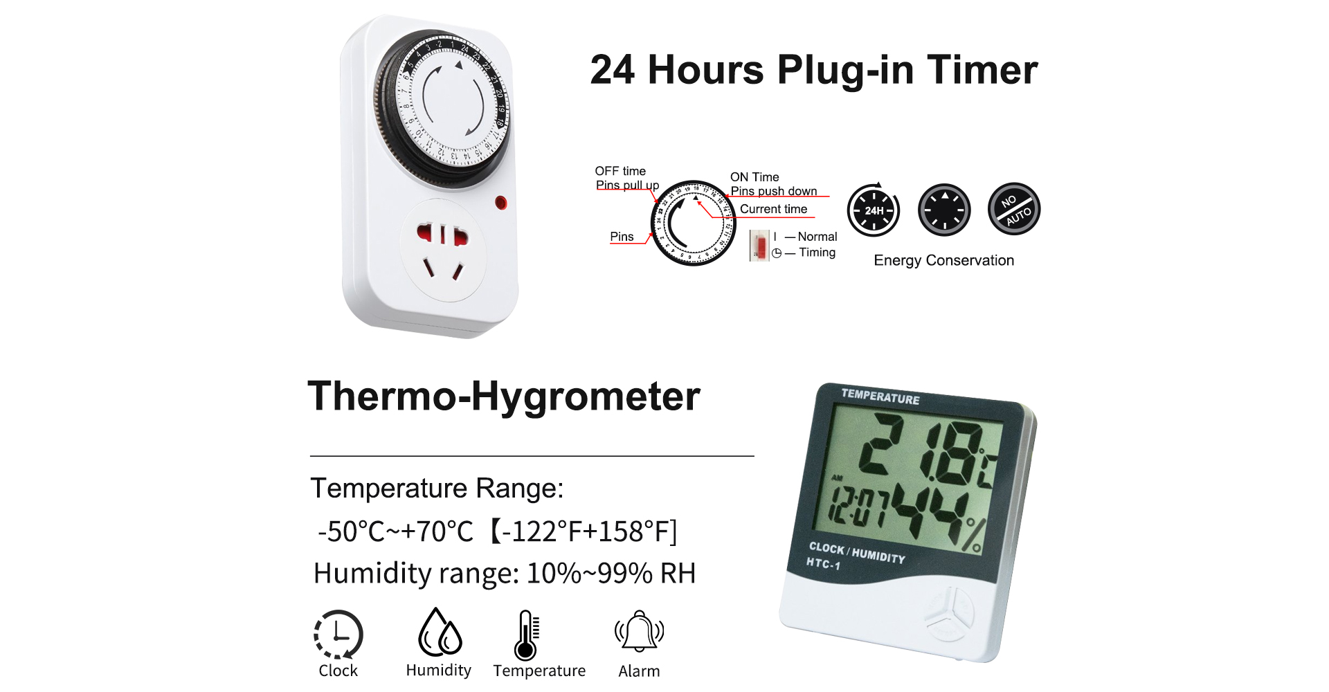 Lightmyleaf 24 hours plug-in timer with thermo-hygrometer