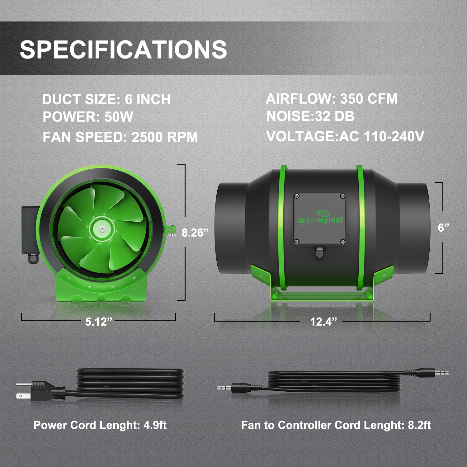 Lightmyleaf quiet inline duct fan specification